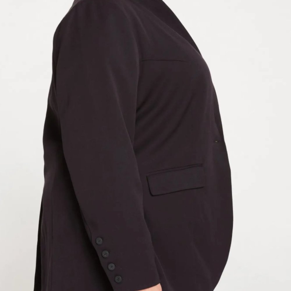 New Universal Standard Black Blazer Fitted Single Button Blazer Size 16 Longer - Picture 2 of 11